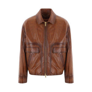 Maurice Vintage Leather Full-zip Jacket-GOLDEN GOOSE-JOHN JULIA