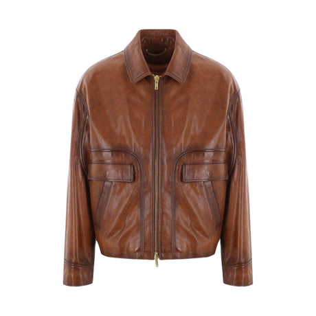 Maurice Vintage Leather Full-zip Jacket-GOLDEN GOOSE-JOHN JULIA