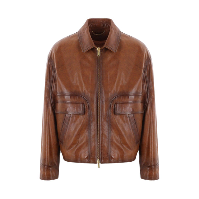 Maurice Vintage Leather Full-zip Jacket-GOLDEN GOOSE-JOHN JULIA