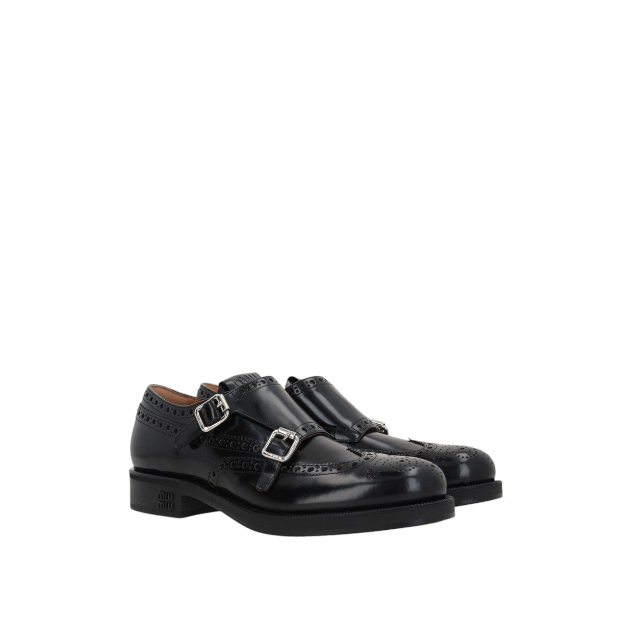 Miu Miu Brushed Leather Monk Strap Shoes-MIU MIU-JOHN JULIA