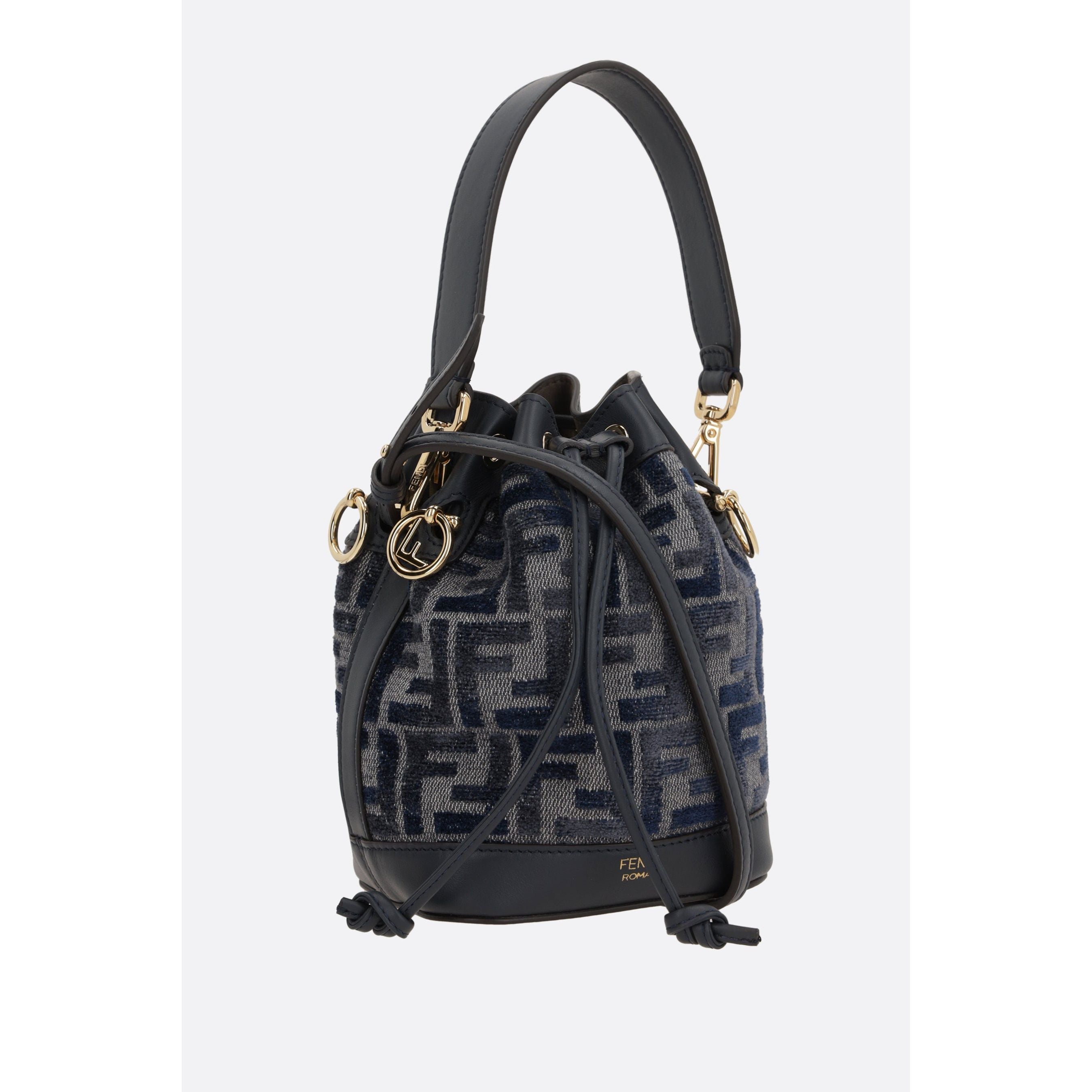 Mon Tresor Mini FF Denim Bucket Bag-FENDI-JOHN JULIA