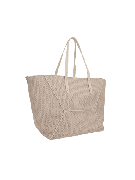 BRUNELLO CUCINELLI-Monili Detail Raffia Effect Shopping Bag-JOHN JULIA