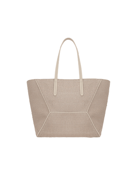 BRUNELLO CUCINELLI-Monili Detail Raffia Effect Shopping Bag-JOHN JULIA