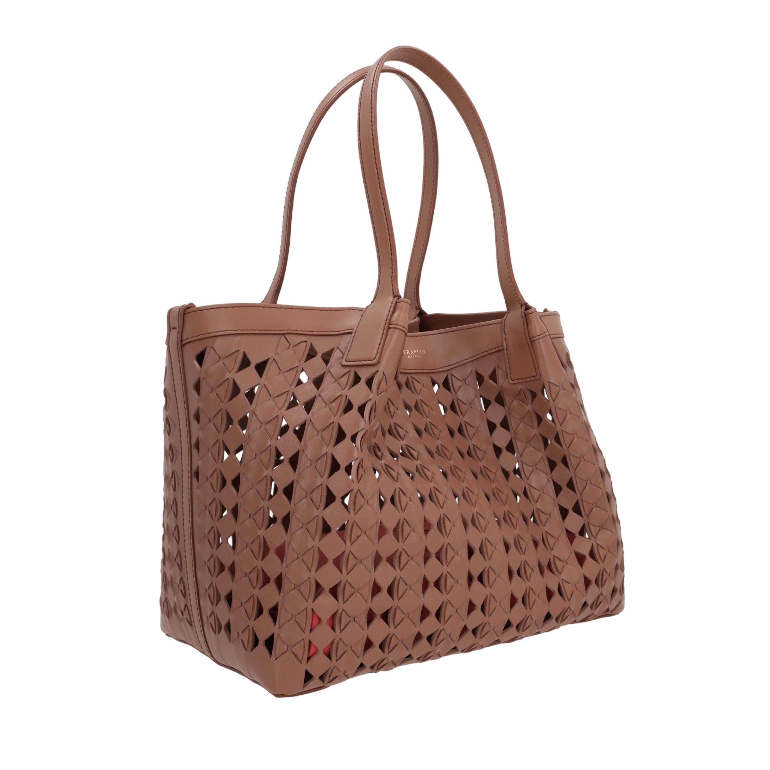 Mosaico See Through Nappa Secret Small Tote Bag-SERAPIAN-JOHN JULIA