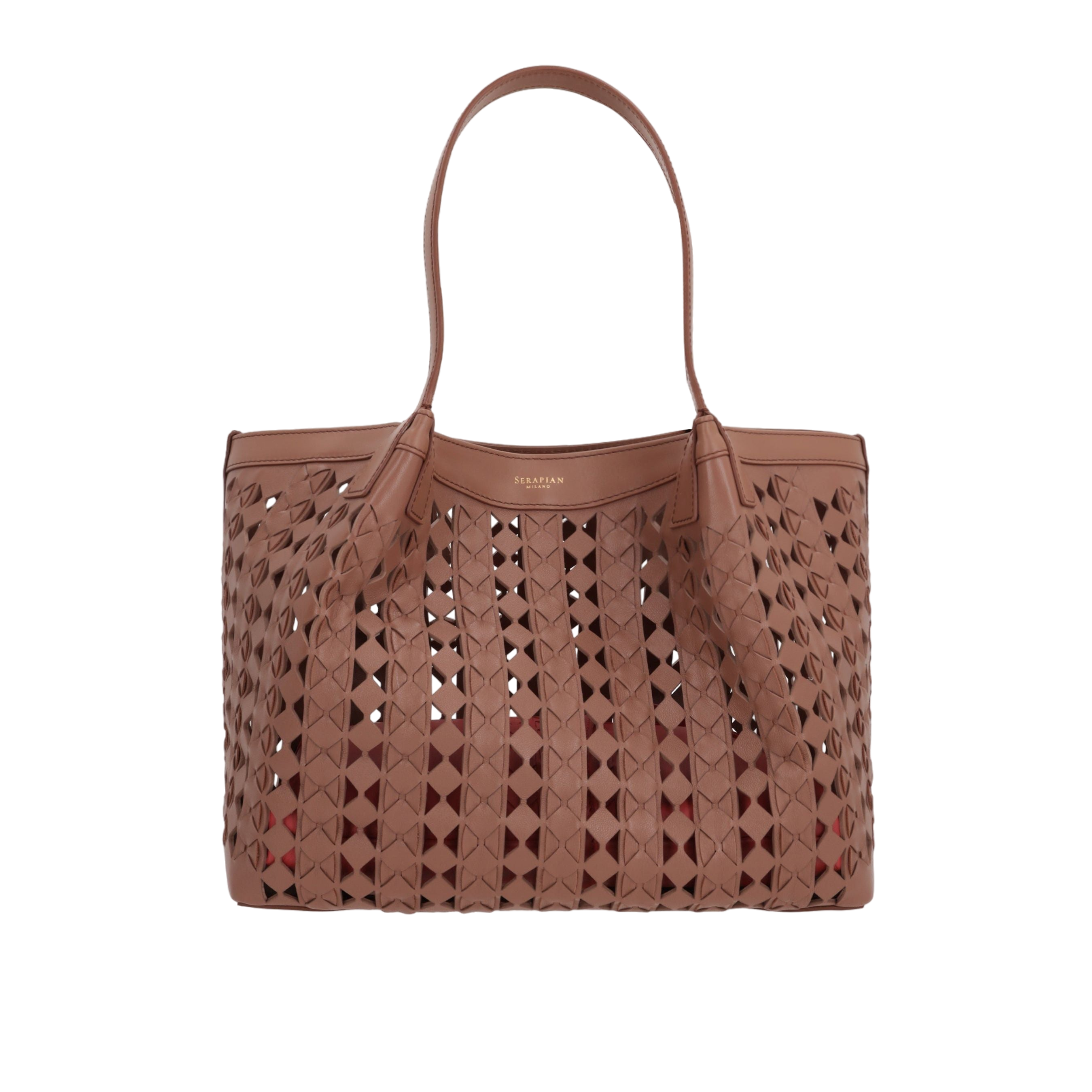 Mosaico See Through Nappa Secret Small Tote Bag-SERAPIAN-JOHN JULIA