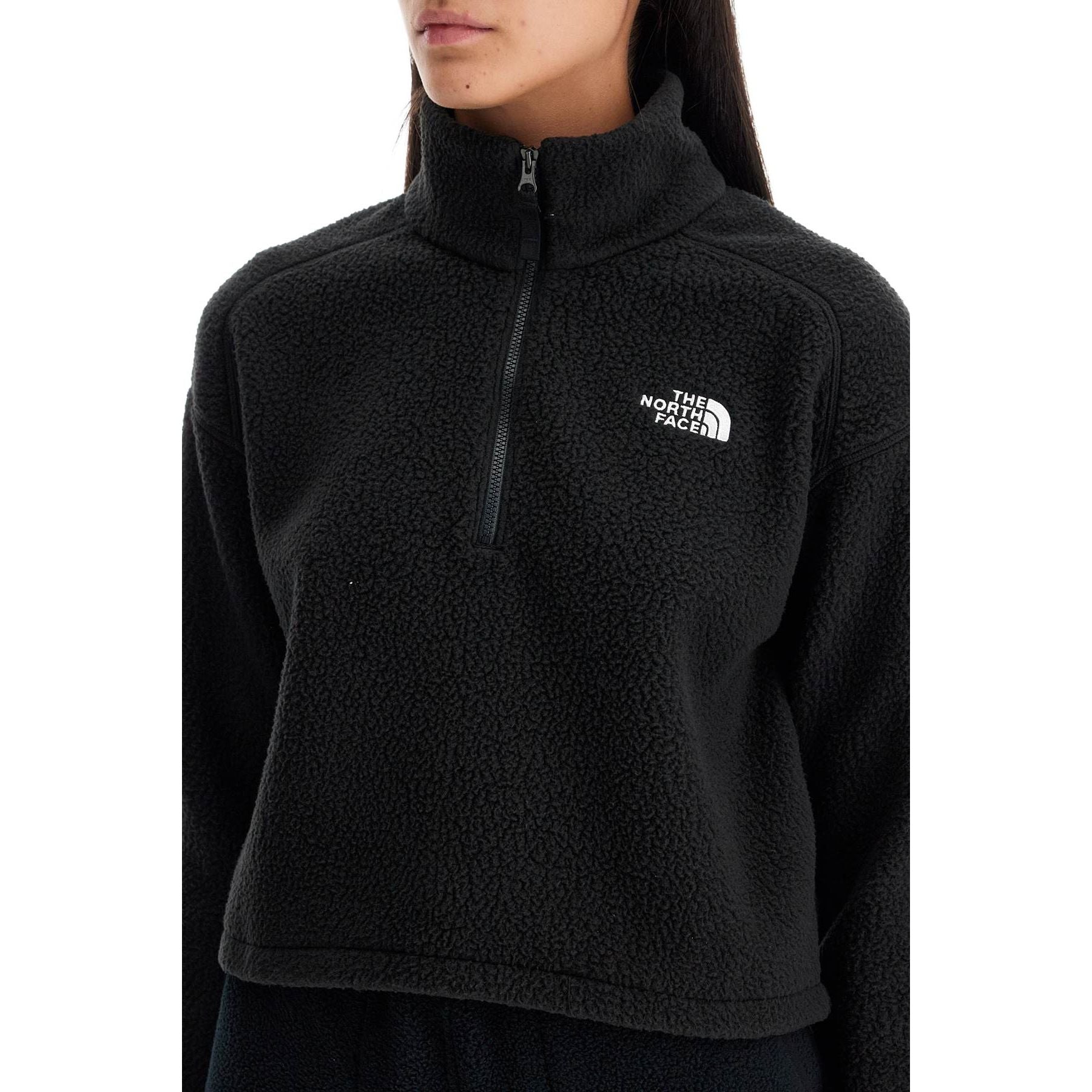 Sherpa Fleece Cropped Sweatshirt In