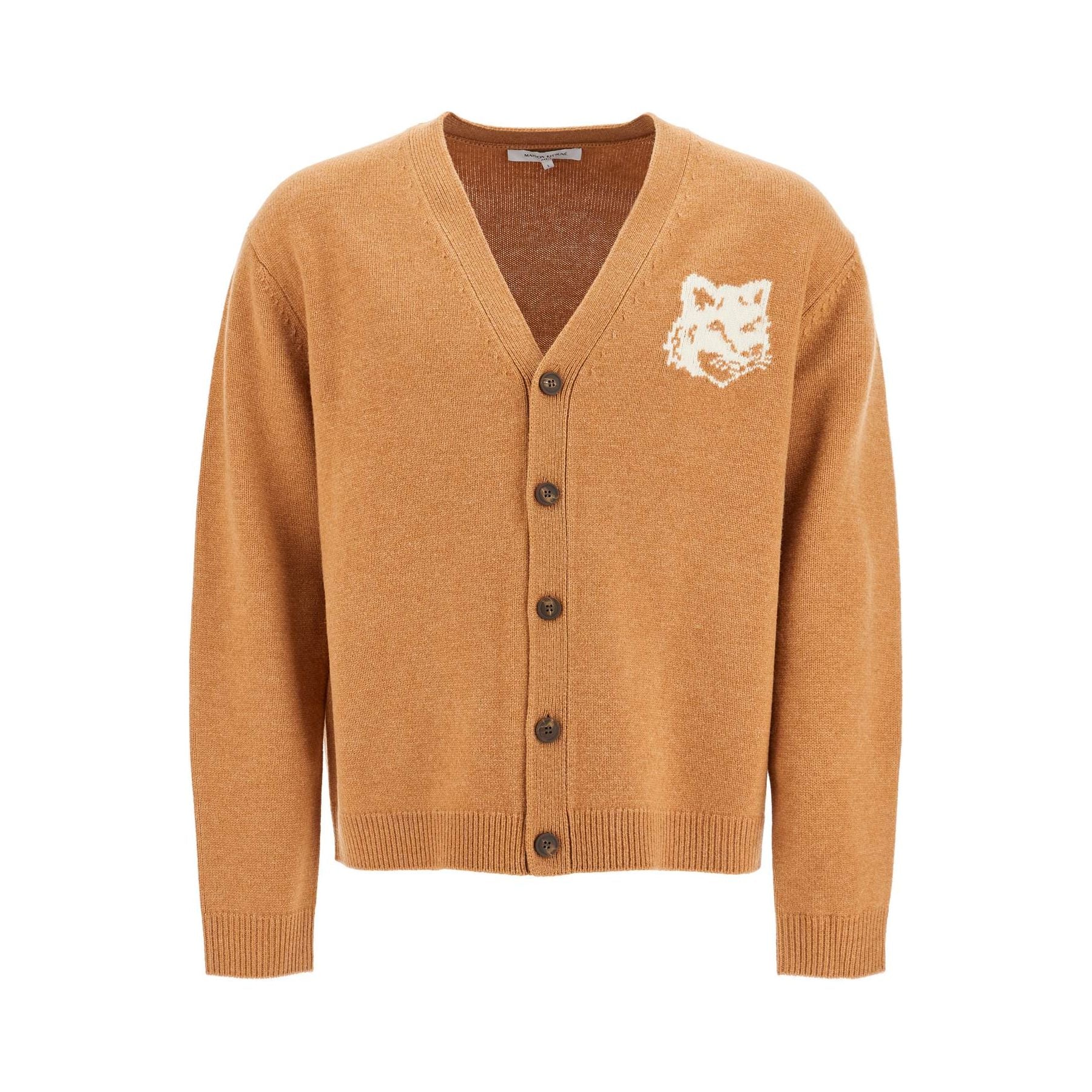 Fox Head Wool Cardigan With