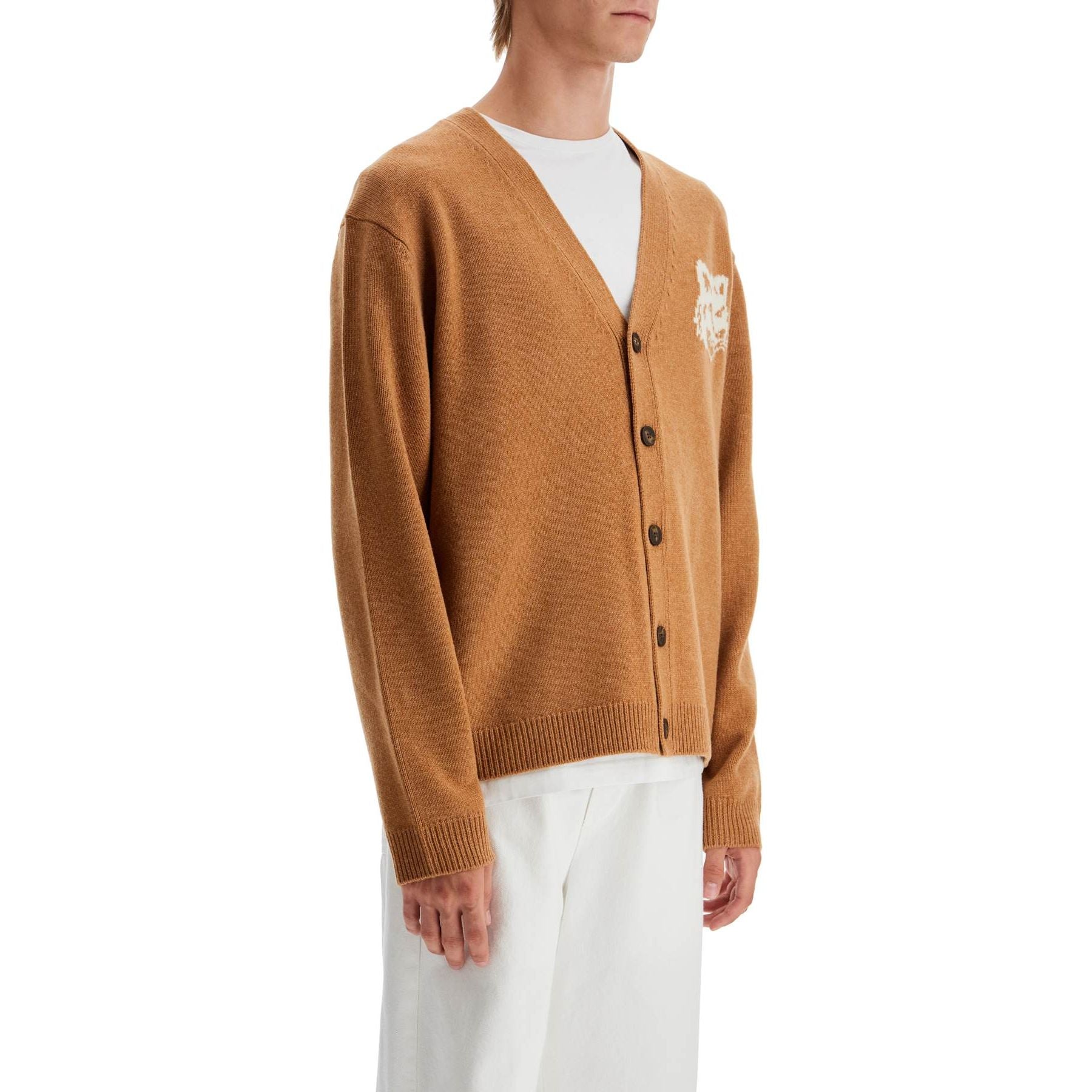 Fox Head Wool Cardigan With