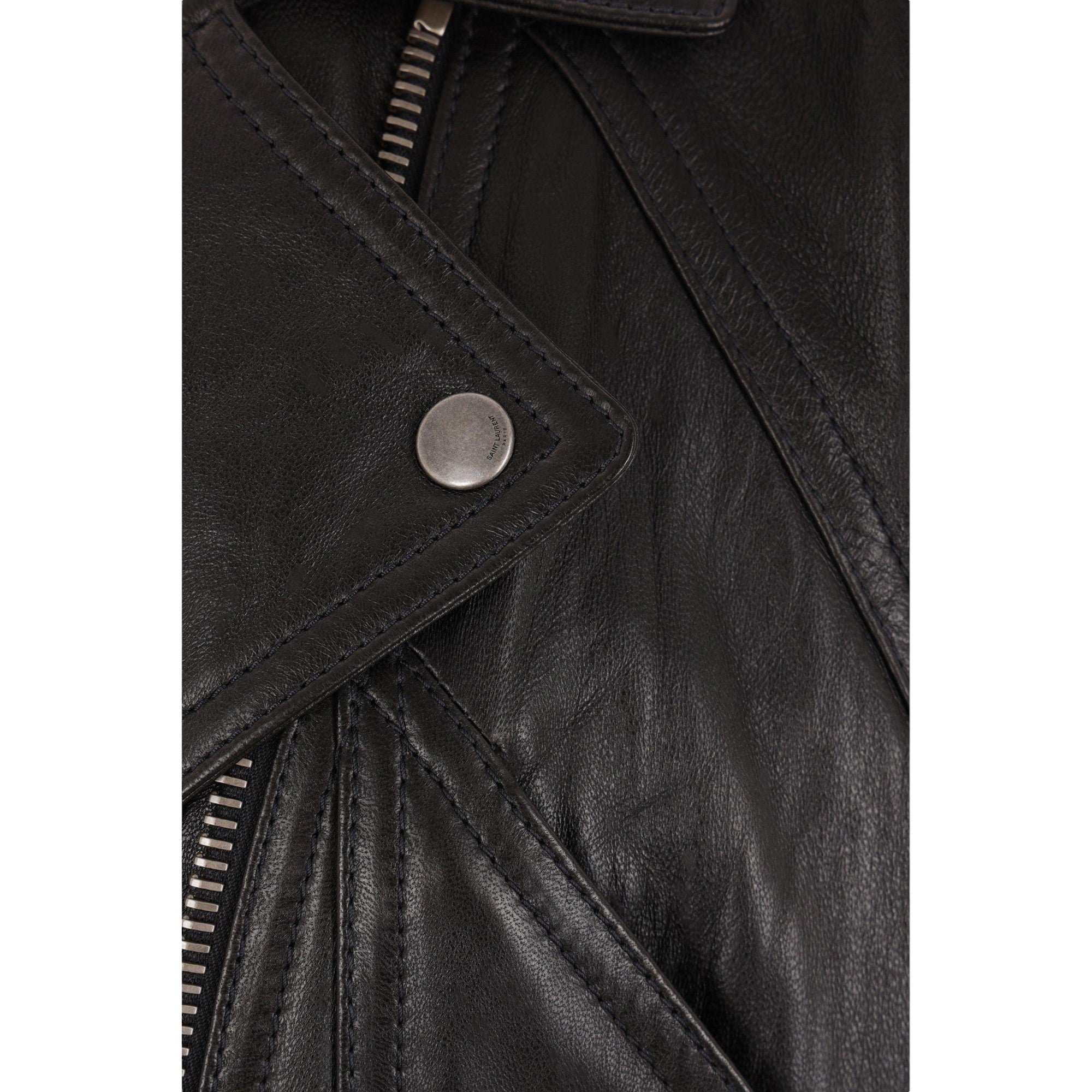 Nappa Leather Biker Coat-SAINT LAURENT-JOHN JULIA