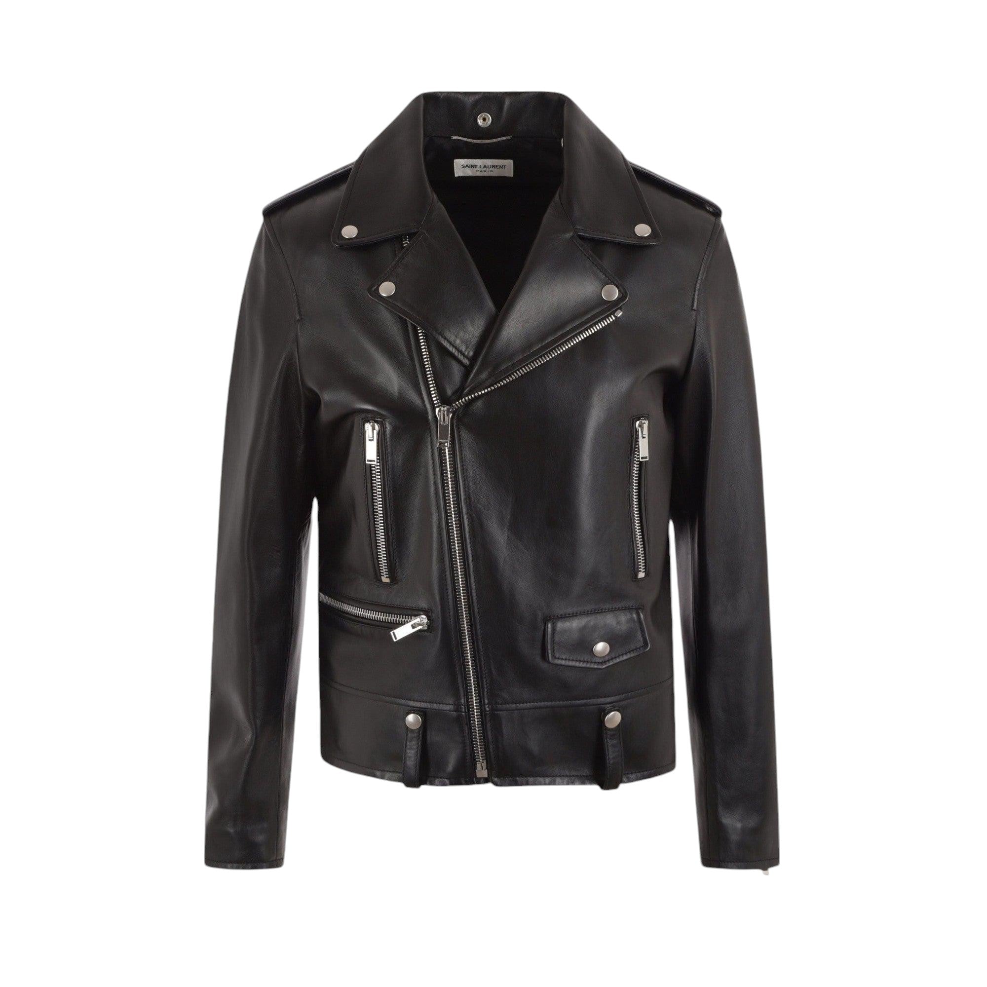 Nappa Leather Biker Jacket-SAINT LAURENT-JOHN JULIA