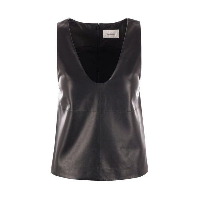 Nappa Leather Tank Top-SAINT LAURENT-JOHN JULIA