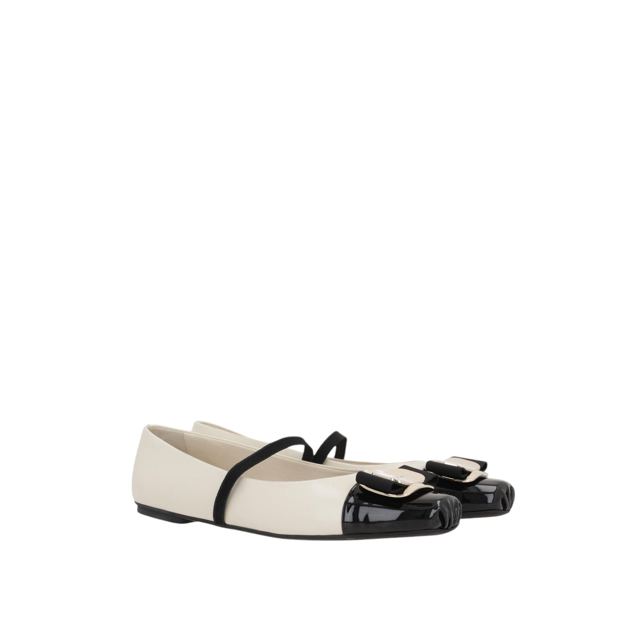 Nappa and Patent Leather Ballerinas-FERRAGAMO-JOHN JULIA