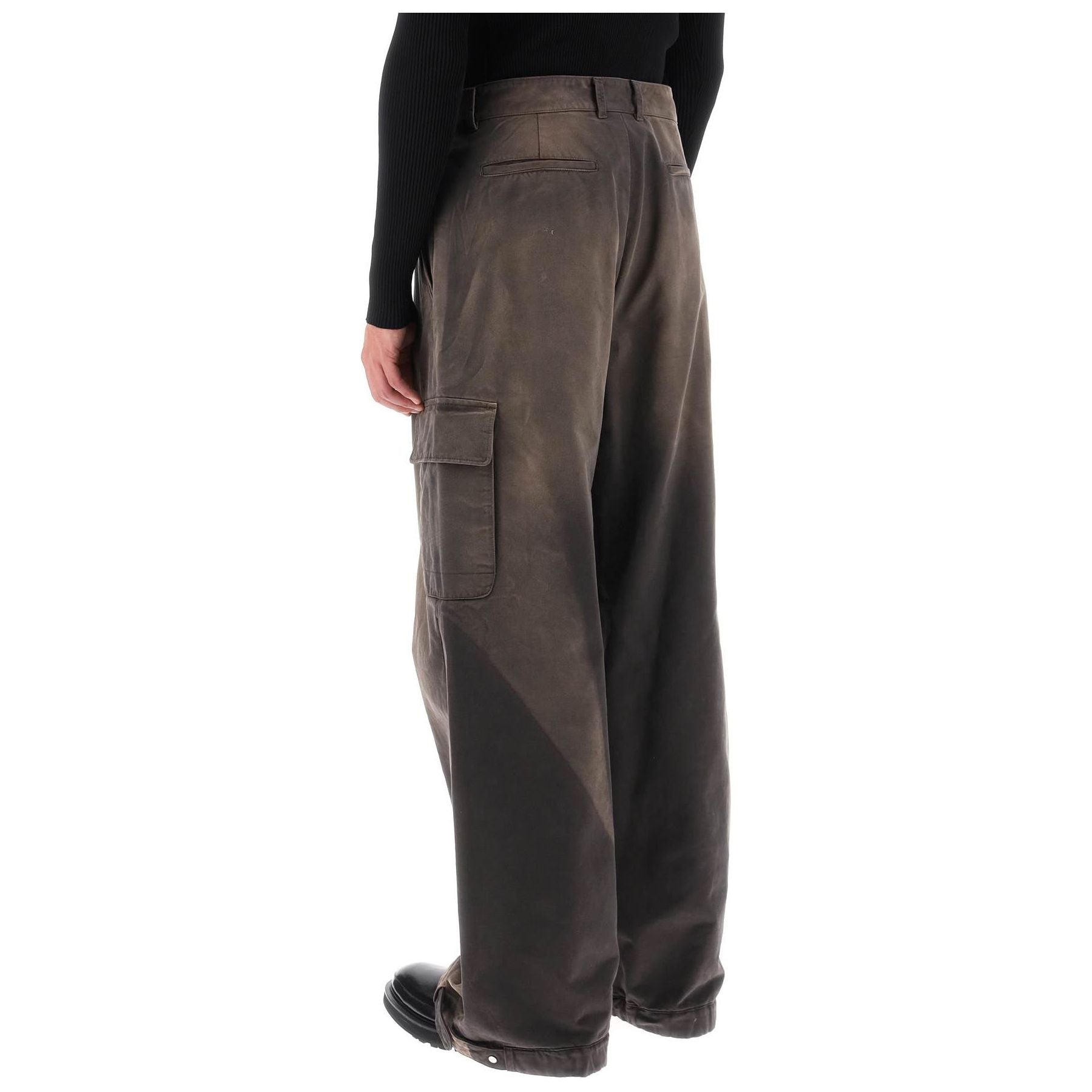 Washed Effect Cargo Pants