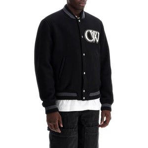 Wool Blend Varsity Bomber Jacket Embroidery