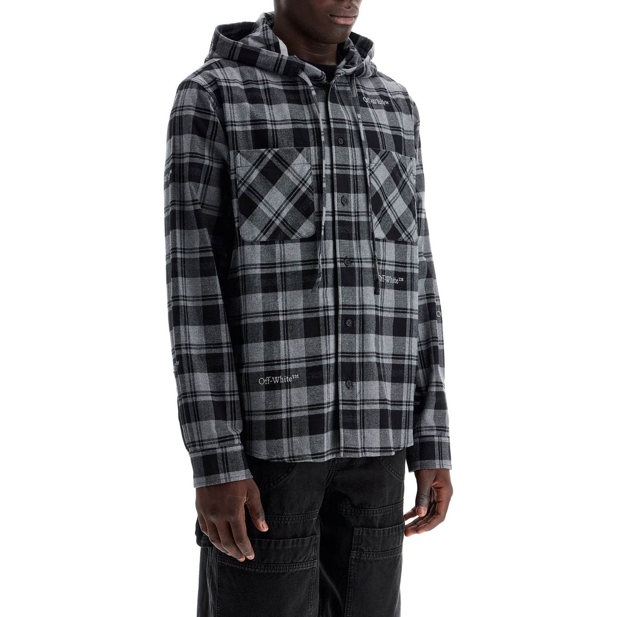 Cotton Flannel Checked Overshirt Hood