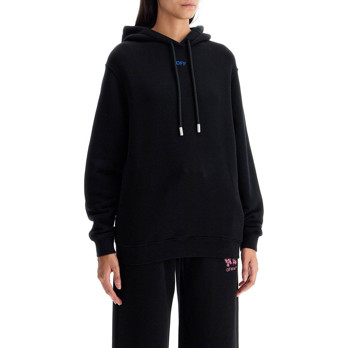 OFF-WHITE-"Pinkflower Arrow Hooded Sweat -JOHN JULIA.