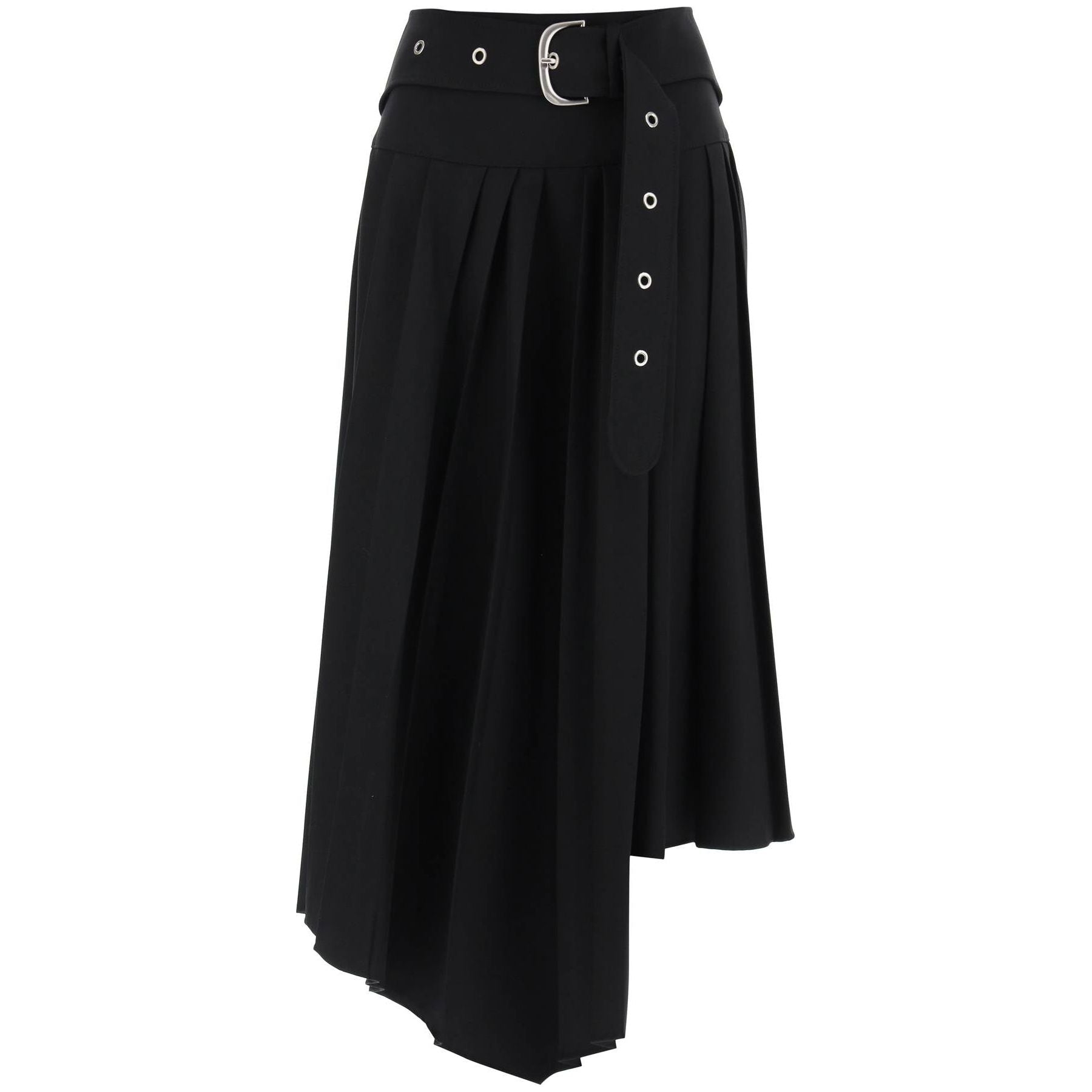 Belted Tech Drill Pleated Skirt
