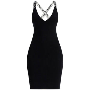 Branded Strap Knitted Mini Dress