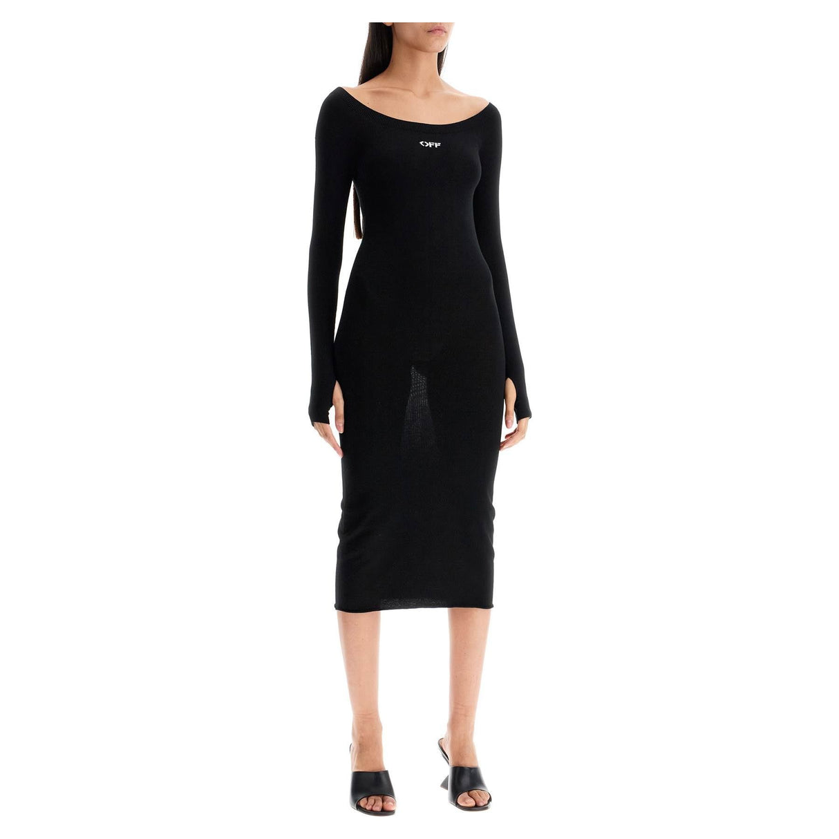 OFF-WHITE-Lightweight Knit Midi Dress -JOHN JULIA.