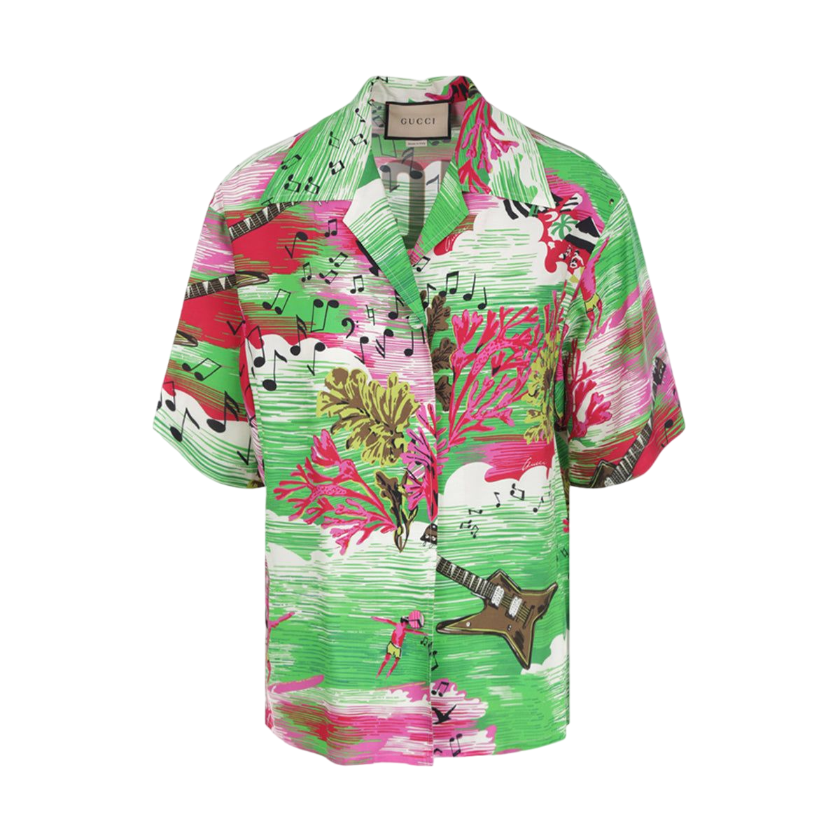 Ocean Print Viscose Bowling Shirt-GUCCI-JOHN JULIA