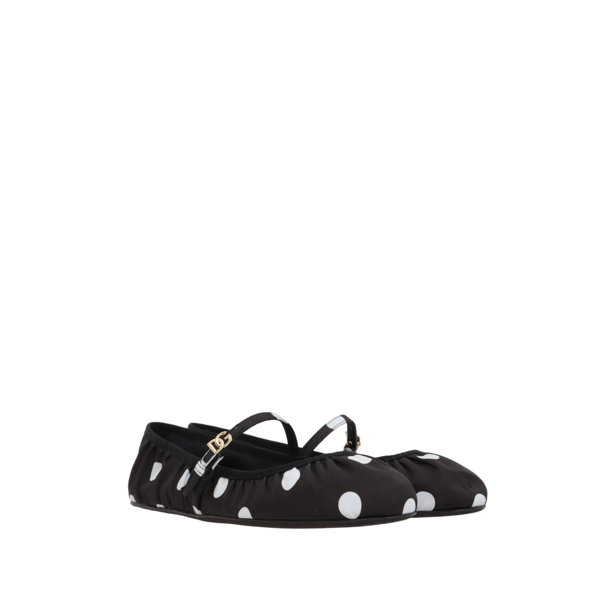 Odette Polka-Dot Print Satin Ballerinas-DOLCE&GABBANA-JOHN JULIA