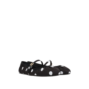 Odette Polka-Dot Print Satin Ballerinas-DOLCE&GABBANA-JOHN JULIA