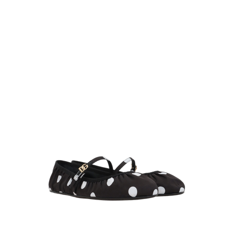 Odette Polka-Dot Print Satin Ballerinas-DOLCE & GABBANA-JOHN JULIA