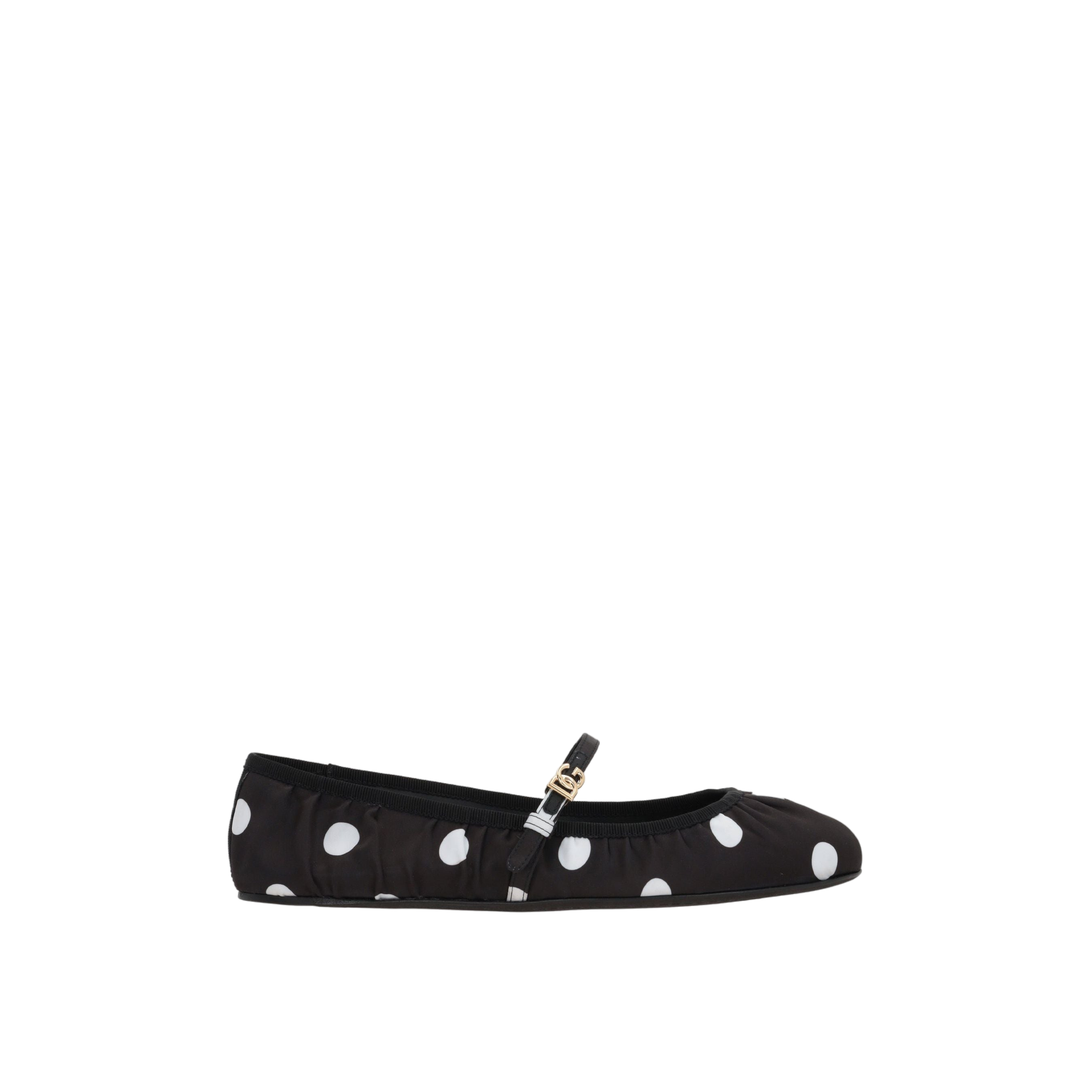 Odette Polka-Dot Print Satin Ballerinas-DOLCE & GABBANA-JOHN JULIA