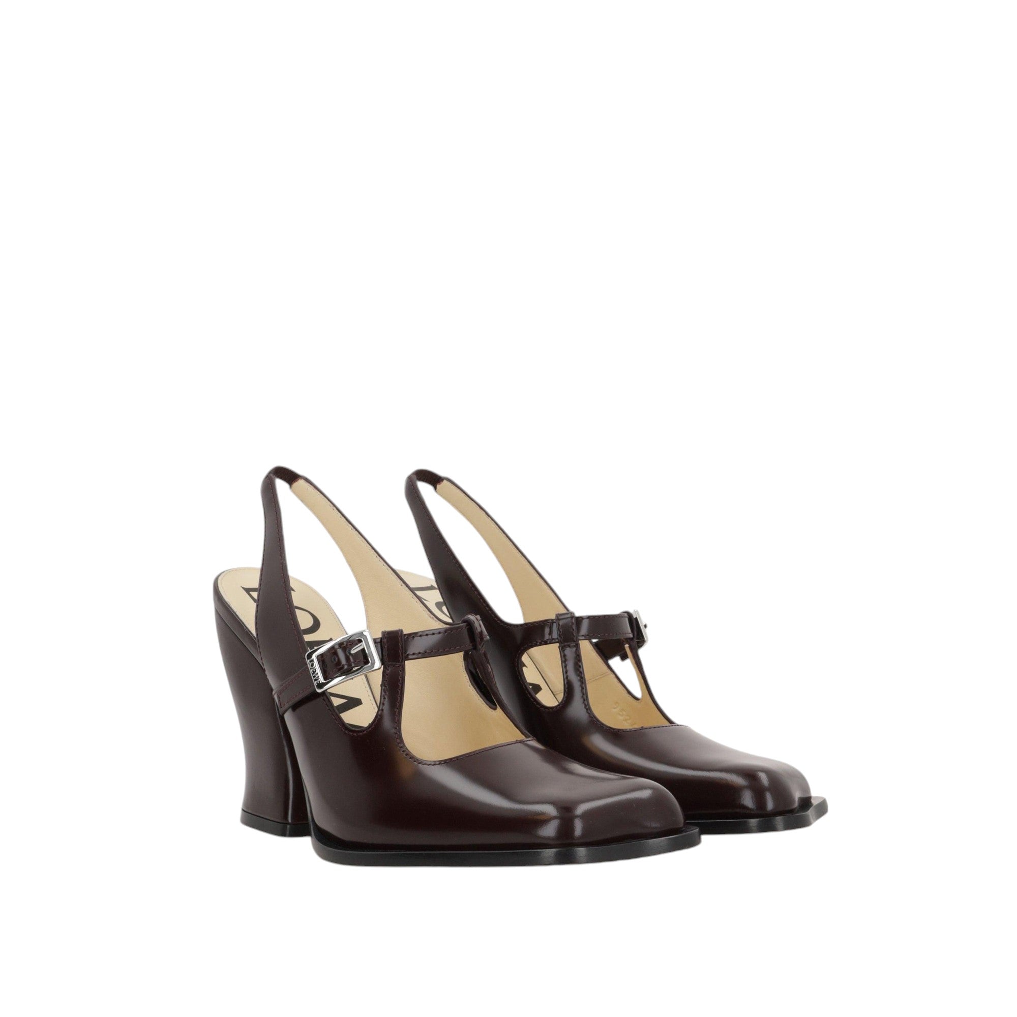 Onda Brushed Leather Slingbacks-LOEWE-JOHN JULIA