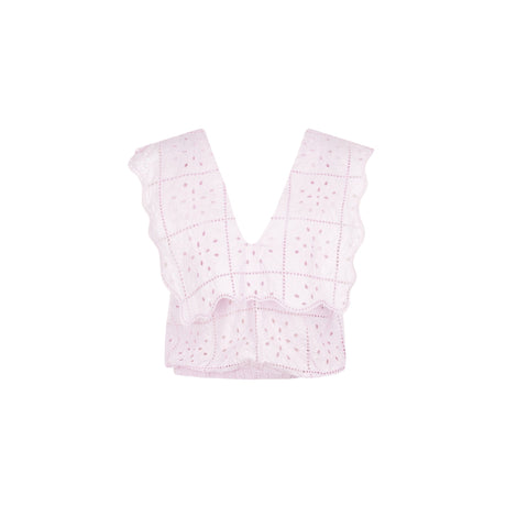 Organic Broderie Anglaise Sleeveless Cropped Top-GANNI-JOHN JULIA