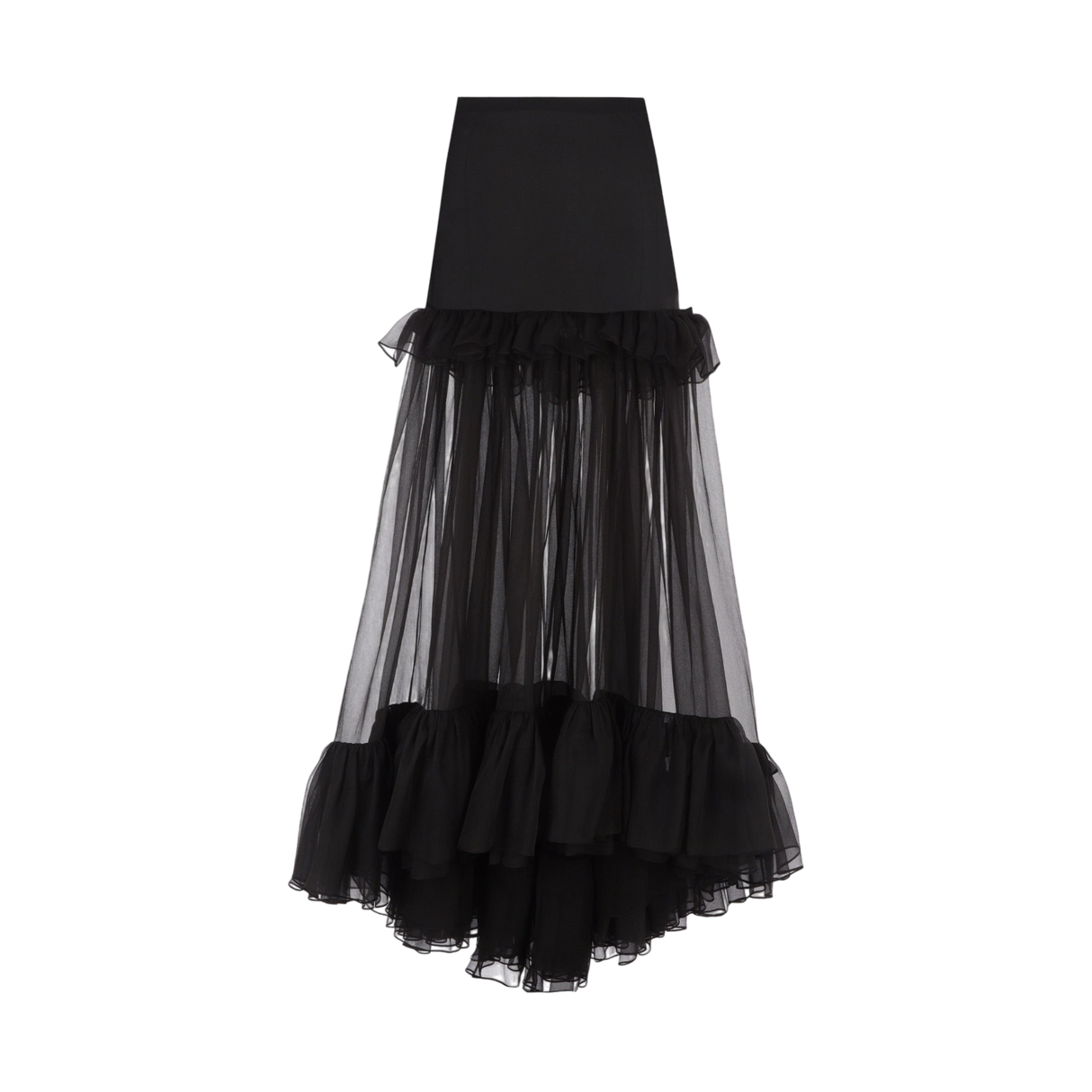 Organic Silk Cigaline Flounced Round Skirt-SAINT LAURENT-JOHN JULIA