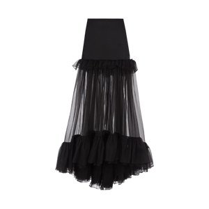 Organic Silk Cigaline Flounced Round Skirt-SAINT LAURENT-JOHN JULIA