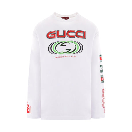 Oversize Cotton Long-sleeved T-shirt-GUCCI-JOHN JULIA