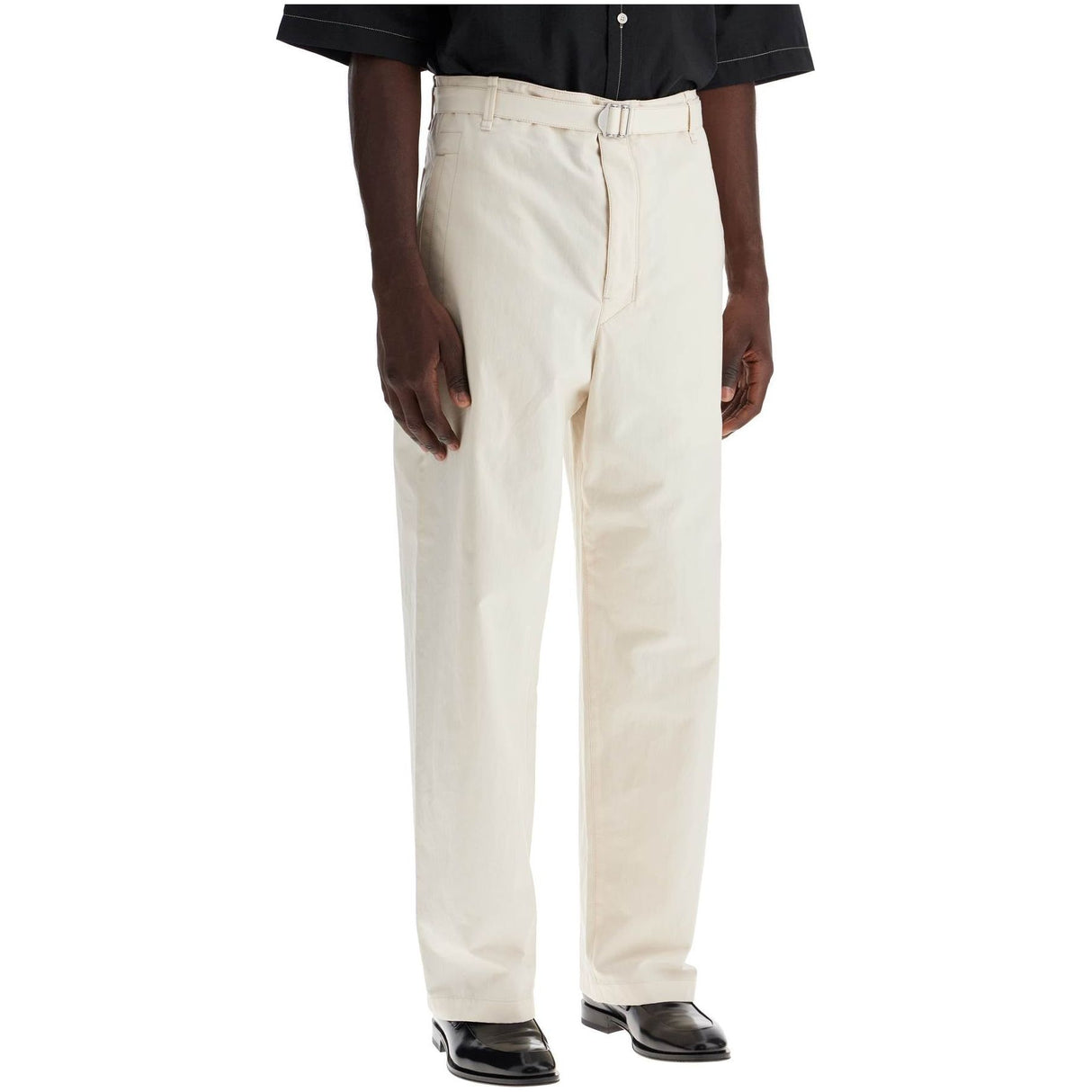 Pure Cotton Straight-Cut Pants Removable Belt