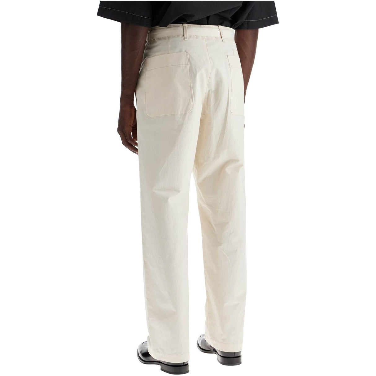 Pure Cotton Straight-Cut Pants Removable Belt