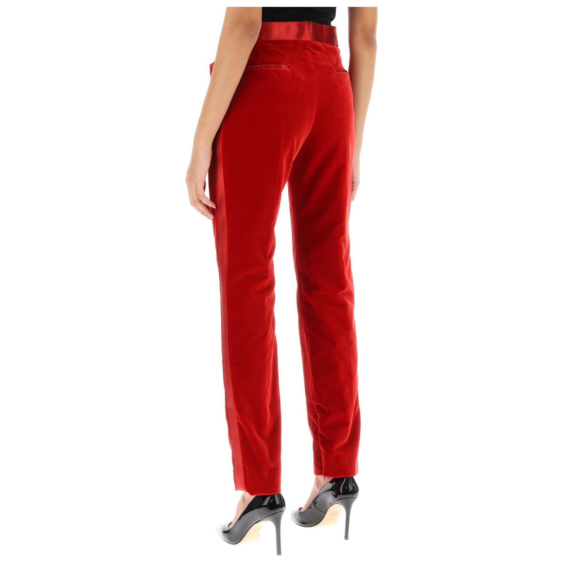 Velvet Pants With Satin Bands