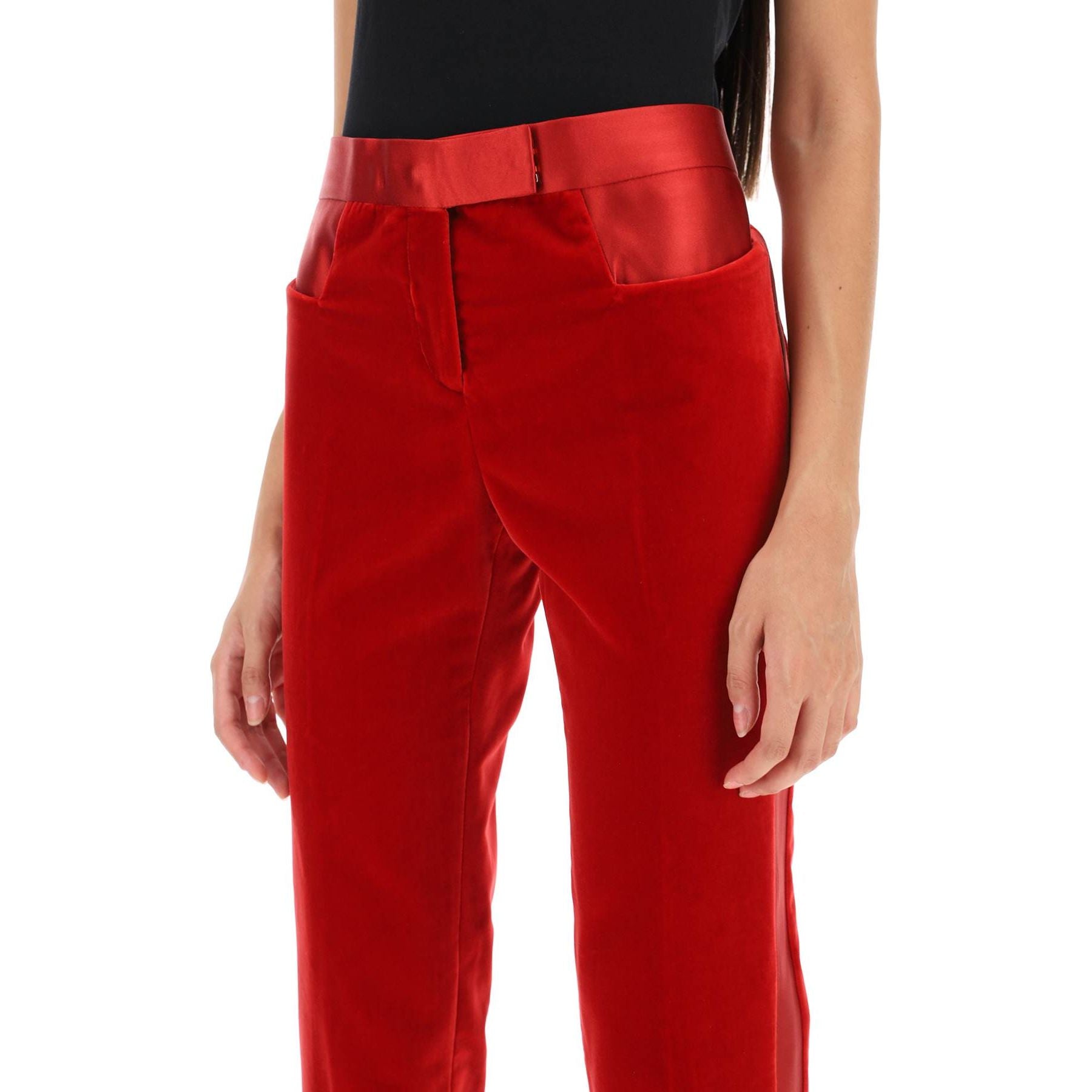 Velvet Pants With Satin Bands