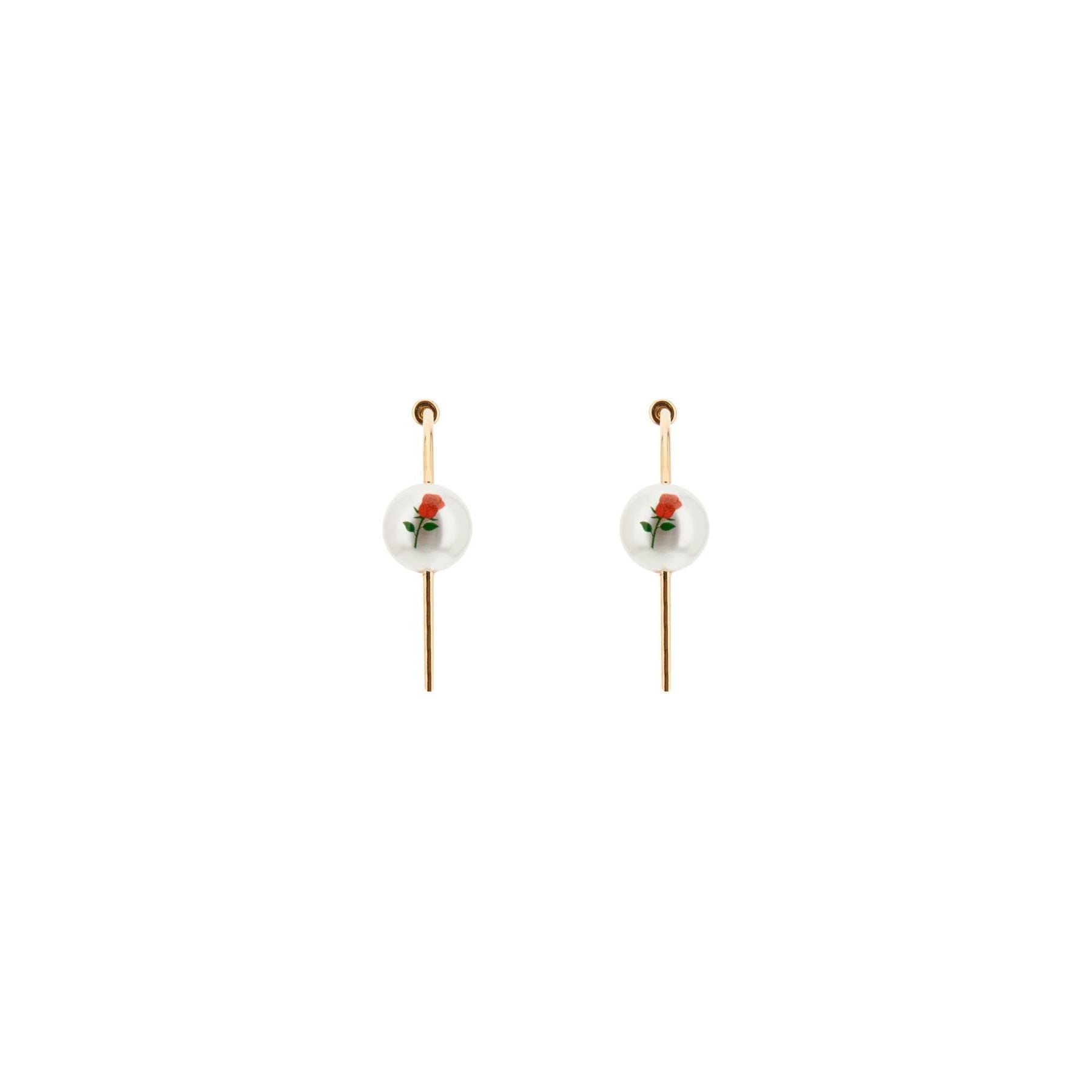 Pearl & Roses' Hoop Earrings