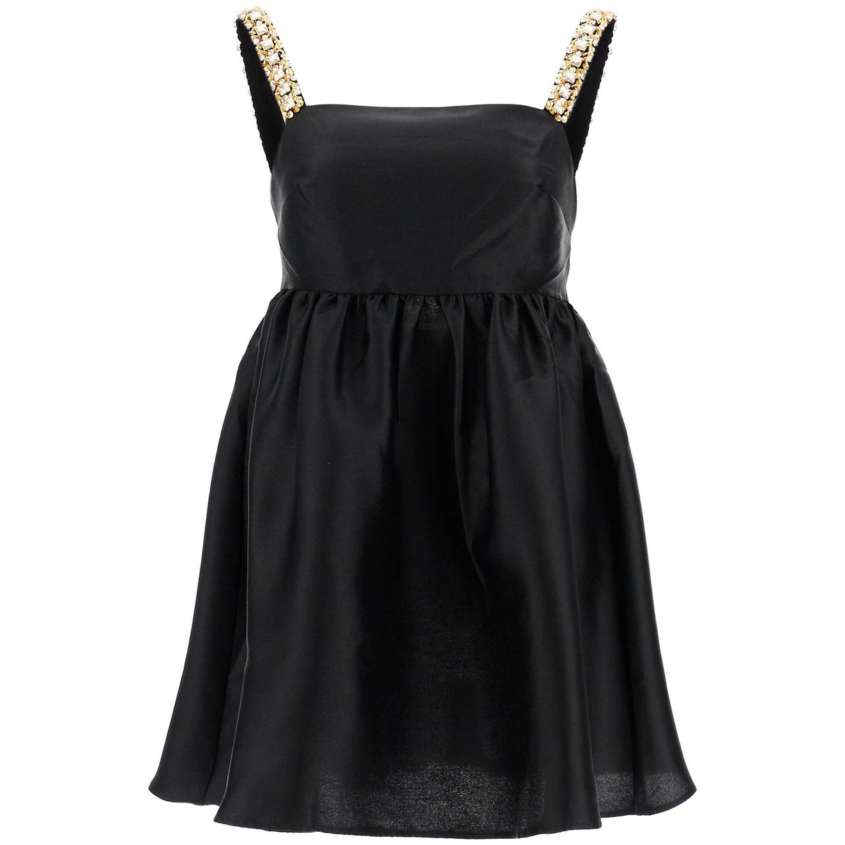 Appliqué Embellished Taffeta Mini Dress