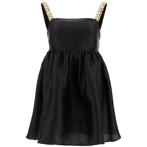 Appliqué Embellished Taffeta Mini Dress