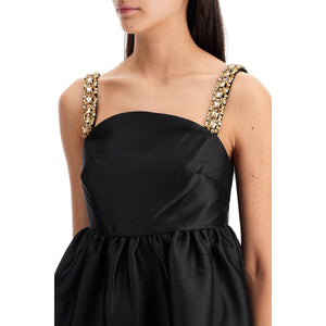 Appliqué Embellished Taffeta Mini Dress