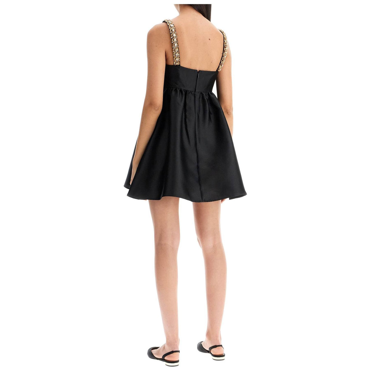 Appliqué Embellished Taffeta Mini Dress