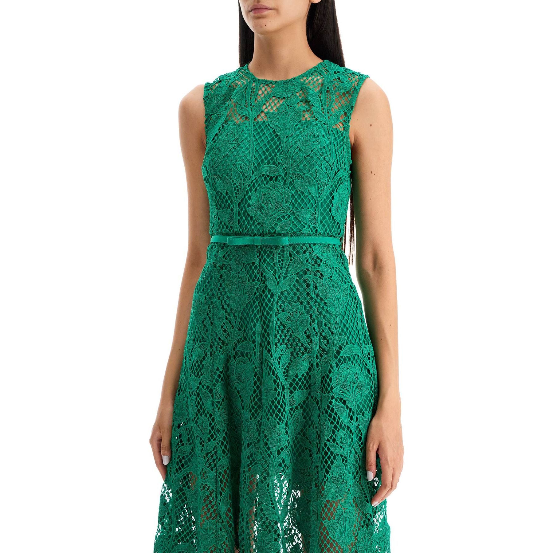 Floral Lace Sleeveless Midi Dress