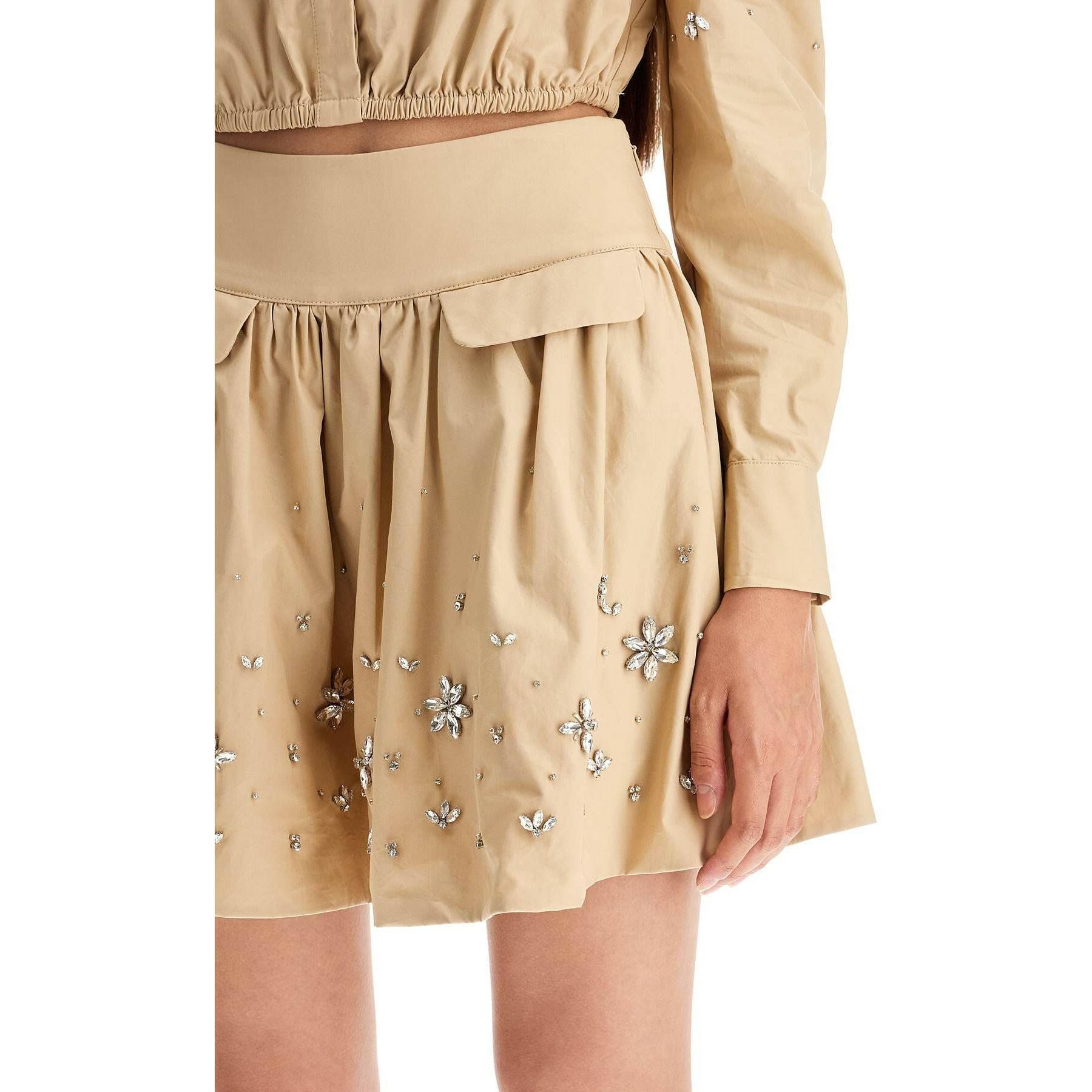 Cotton Embellished Mini Skirt.