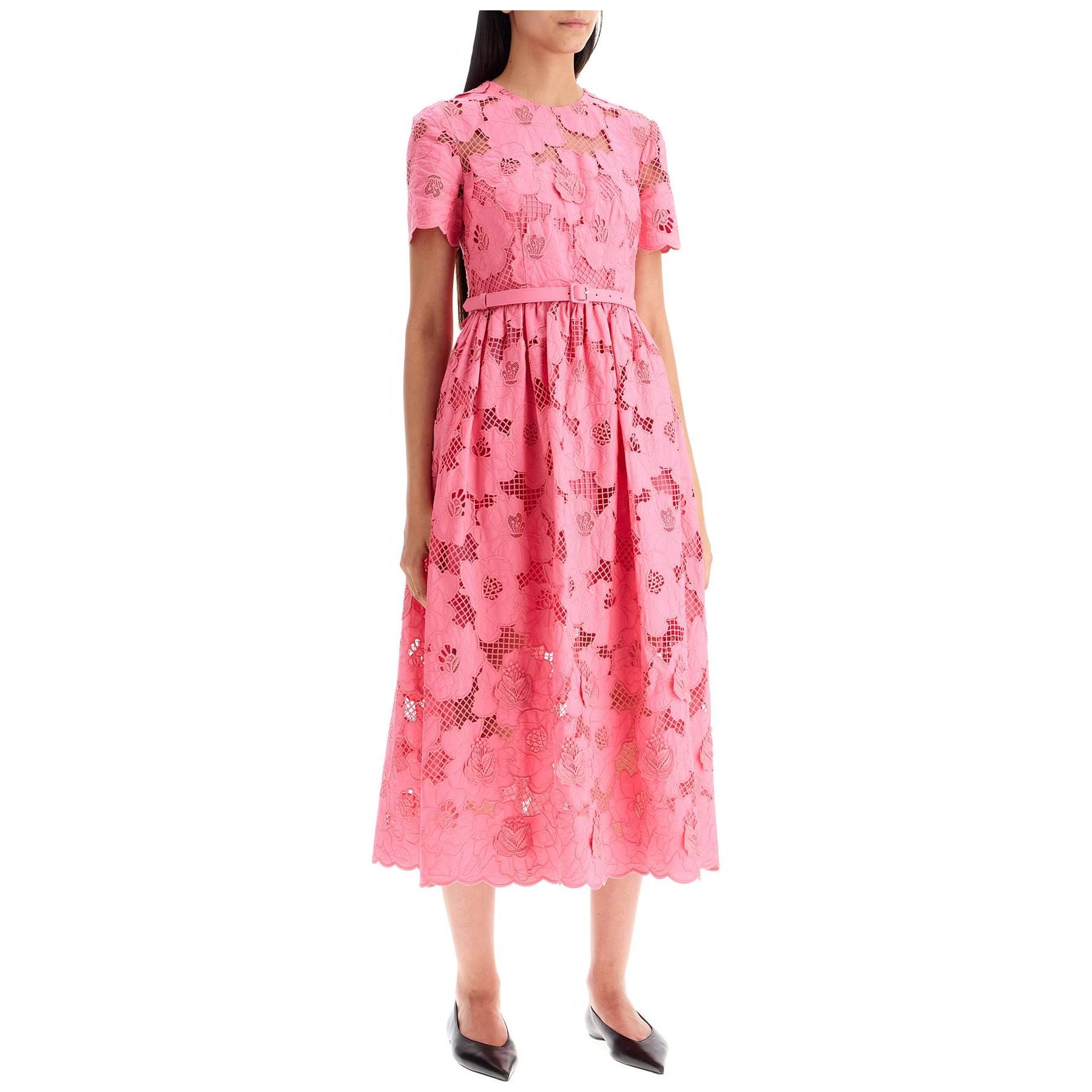 Floral Cotton Lace Midi Dress