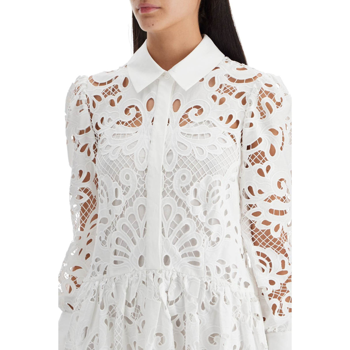 Floral Lace Mini Shirt Dress