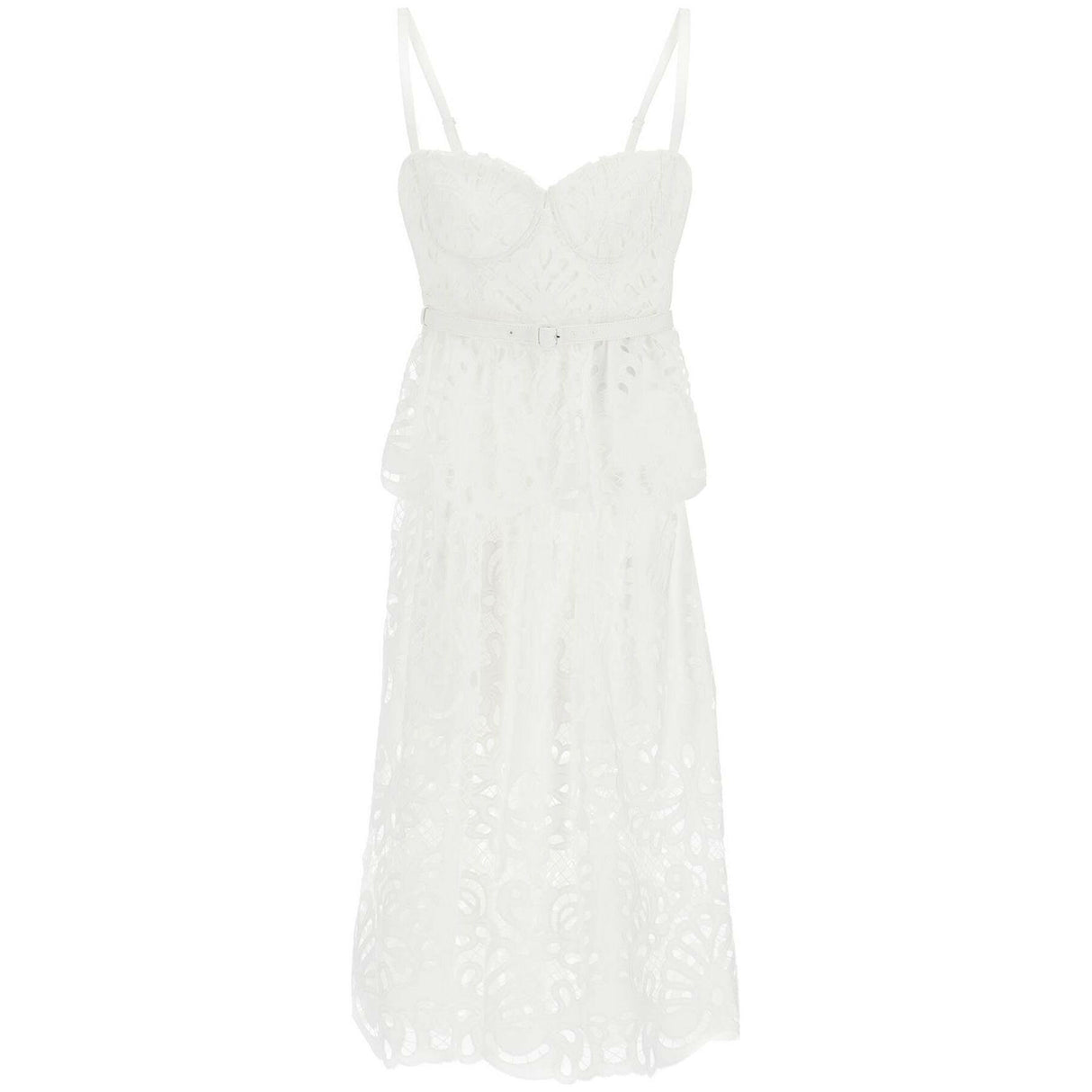 Cotton Tiered Lace Midi Dress.