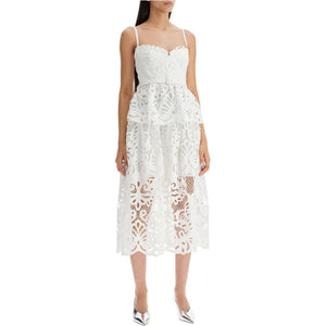 Cotton Tiered Lace Midi Dress.