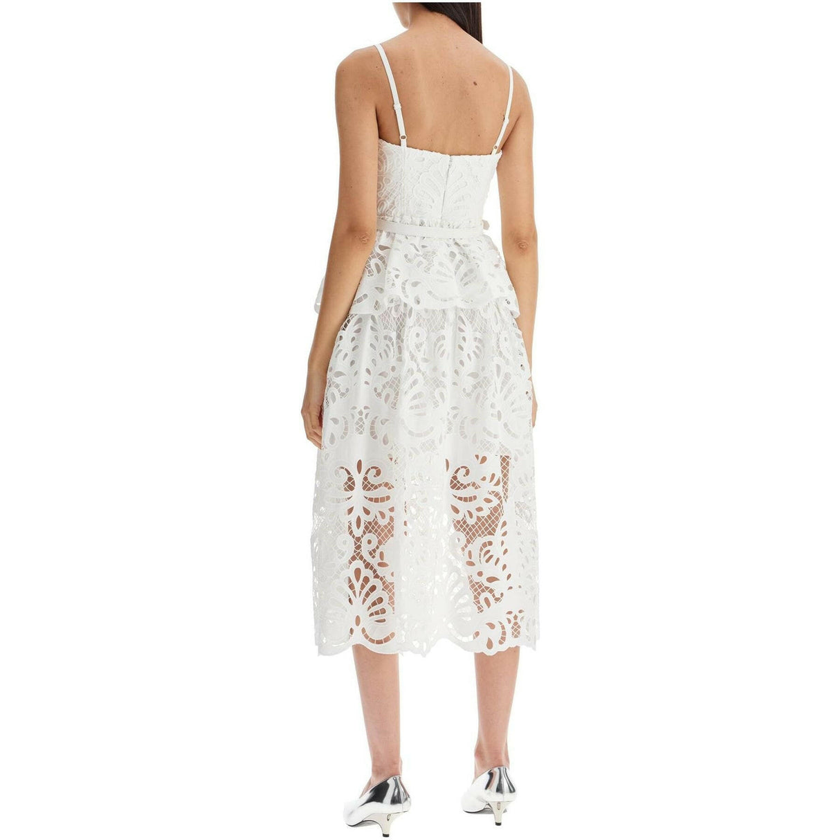 Cotton Tiered Lace Midi Dress.