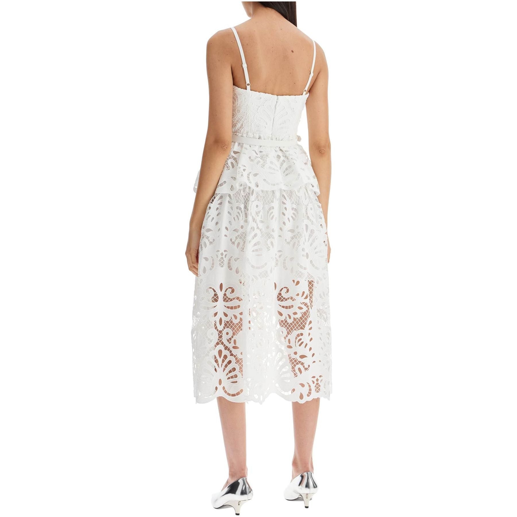 Cotton Tiered Lace Midi Dress